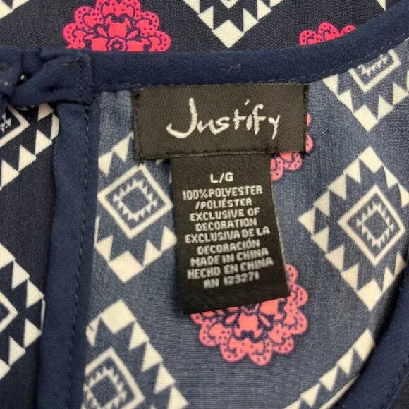Justify Sleeveless Fit & Flare Dress Geometric Print Navy Pink - Picture 7 of 7